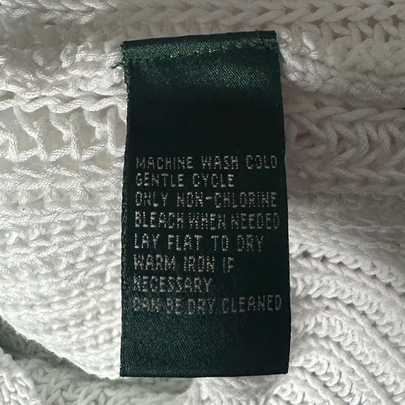 Lauren Ralph Lauren Cream Open Knit Sweater | Cotton Blend | Lightweight | M - Picture 6 of 7